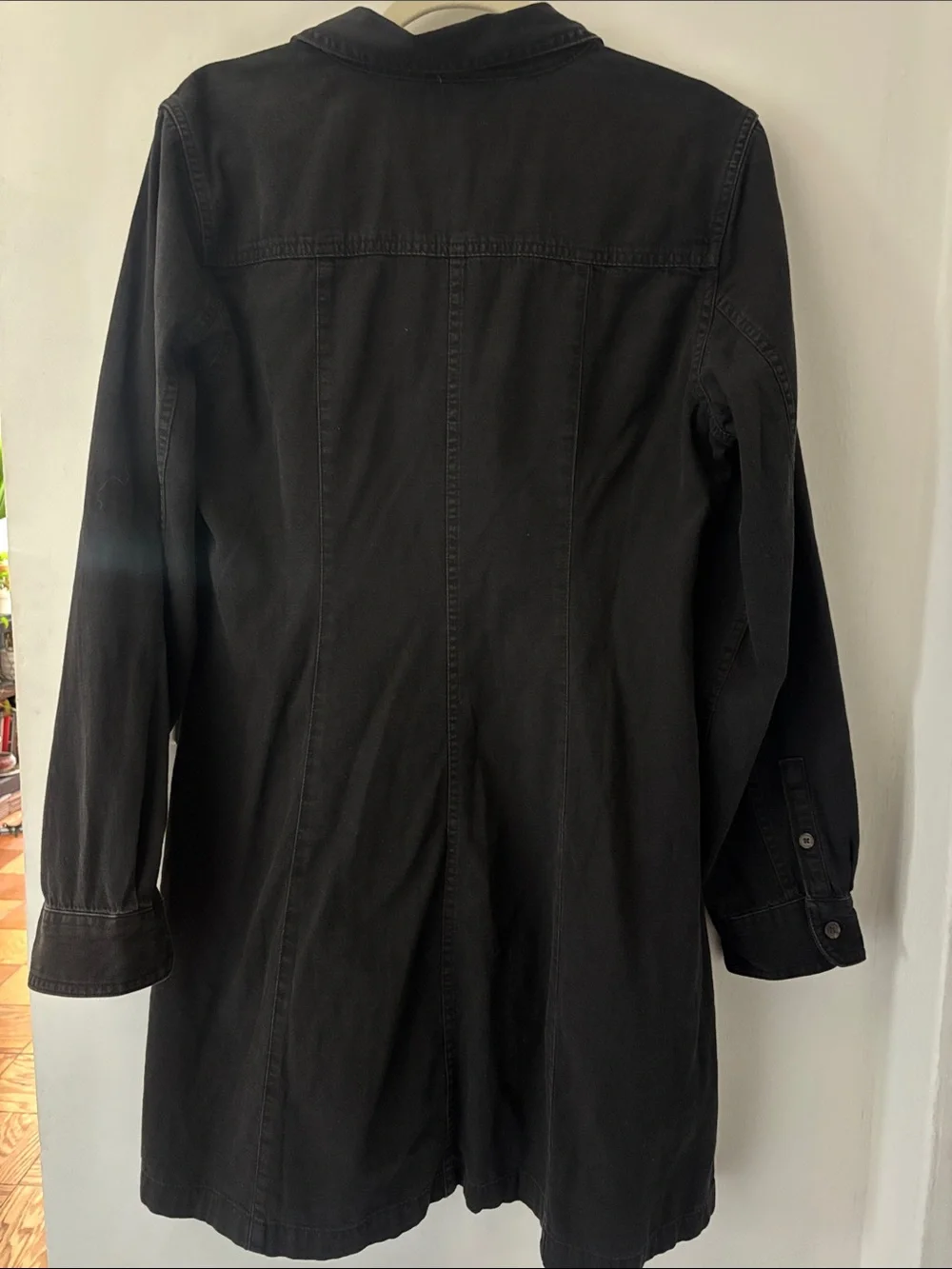 Madewell 100% Cotton Washed Black Button-Front Denim Tunic Shirt Dress Size 10